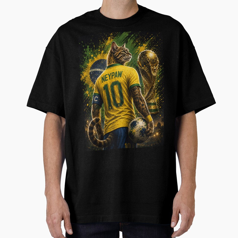 NeyPaw 10 Cat Football Legend - Brazilian Soccer Cat Champion Art by BlackCat Vibe