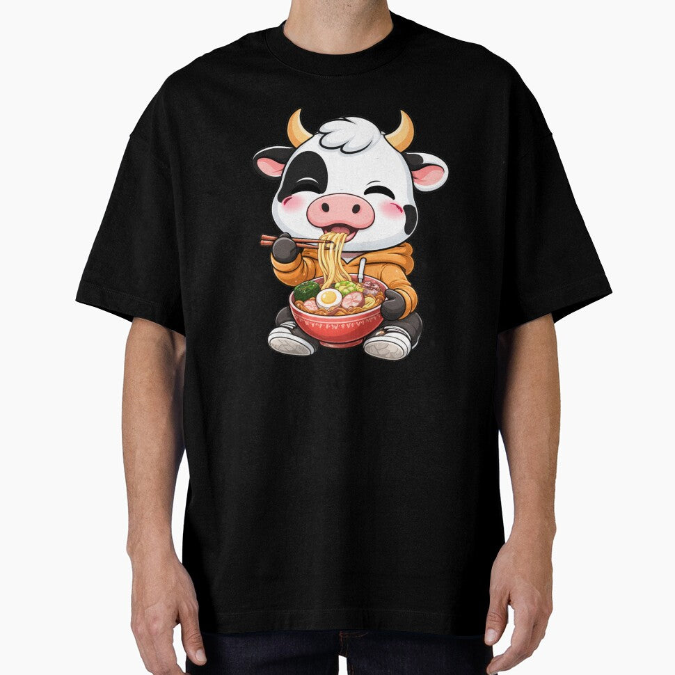 Ramen Lover Cow – Cute Chibi Cow Cartoon | Kawaii Foodie Design by ColorSplash123