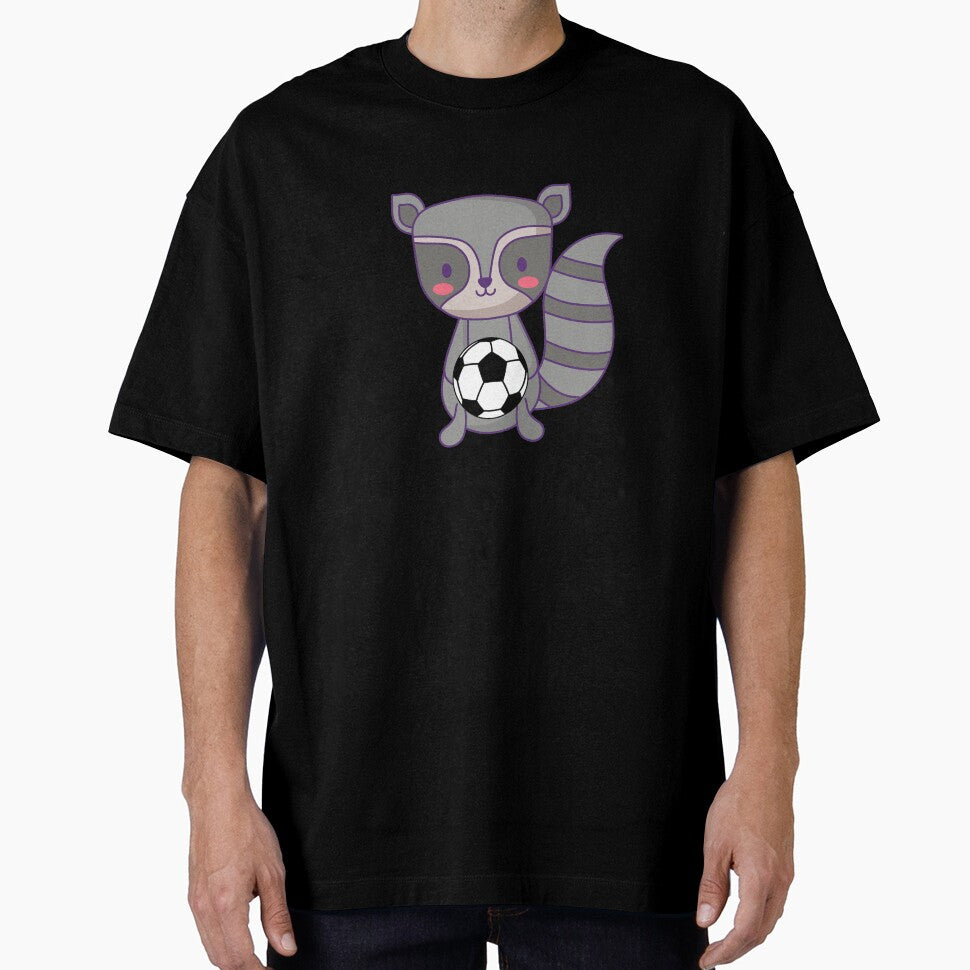 Cute Racoon Holding Soccer Ball by ijdesigns