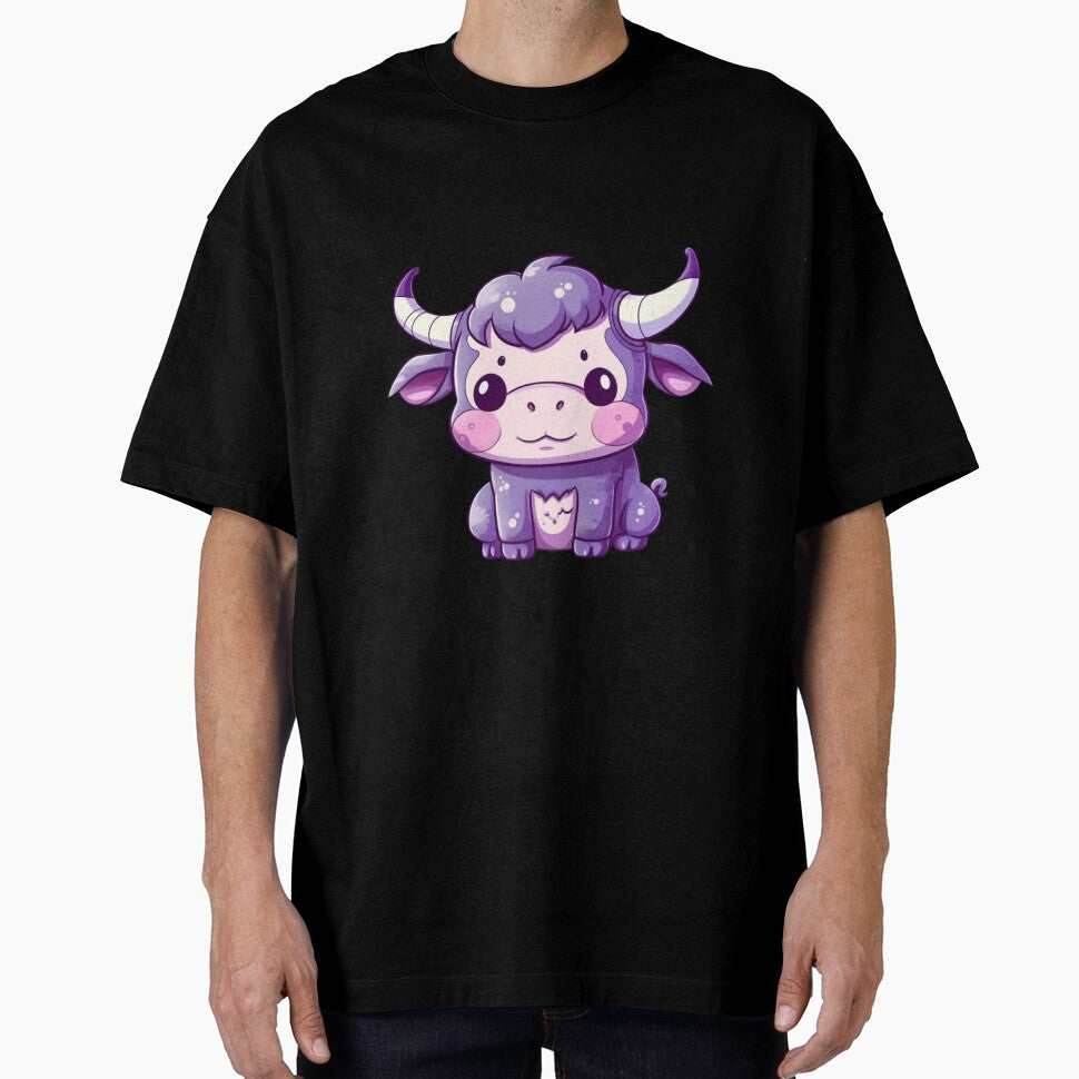 Cute Purple Cow / Bull, Cartoon Style, Sticker Illustration by art-max-jenner
