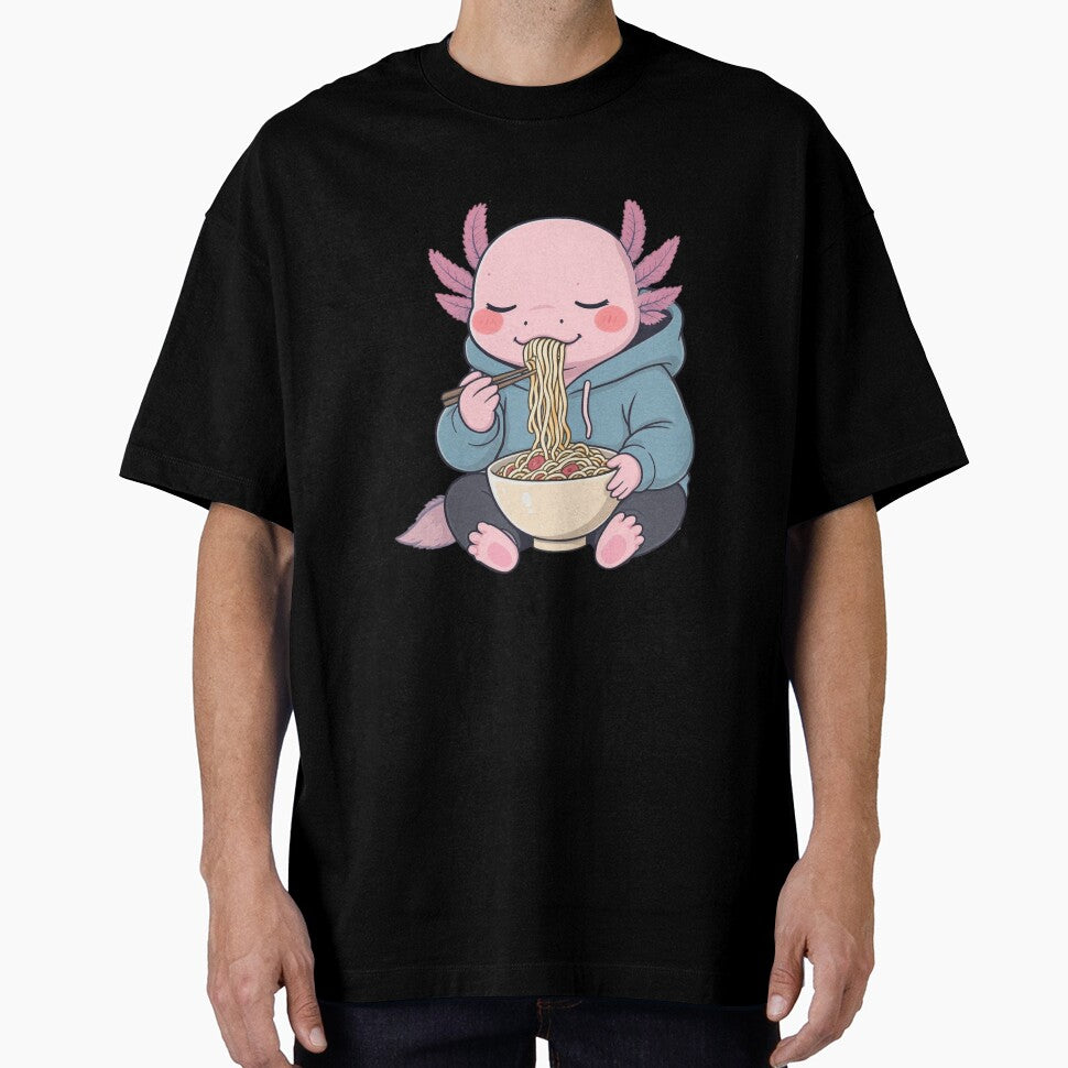 Lo-Fi Axolotl Eating Noodles – Calm Chill Aesthetic Illustration by ColorSplash123