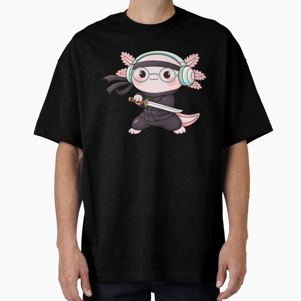 Sword Master Ninja Axolotl – Cute Kawaii Axolotl with Katana Chibi Vector Art by ColorSplash123