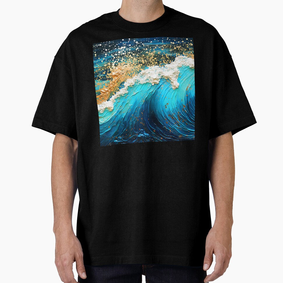 Fantasy Ocean Wave With Golden White Foam Abstract by DEC02