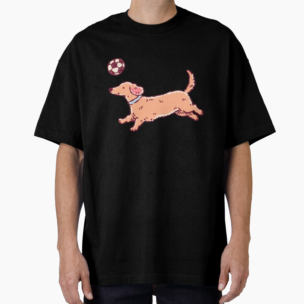 Soccer Football Dachshund, playful textured illustration by Magnificent Lizard