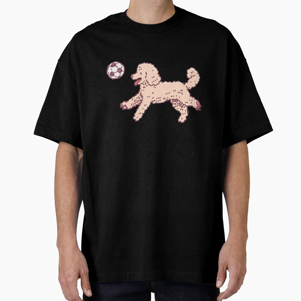 Soccer Football Poodle whimsical textured illustration by Magnificent Lizard