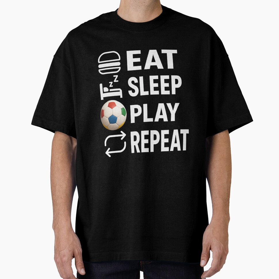 Eat Sleep Play Repeat Soccer (black and dark) by martin&matt artwork