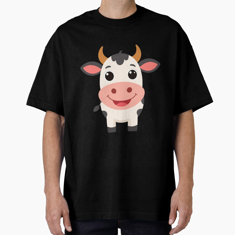 Smiling Cartoon Cow with Big Eyes – Cute Farm Animal Illustration by PrintCreations9