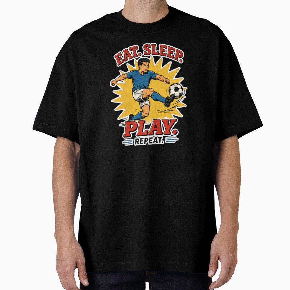 Vintage Soccer Player T-Shirt - Eat Sleep Play Repeat Football Tee by anandariki