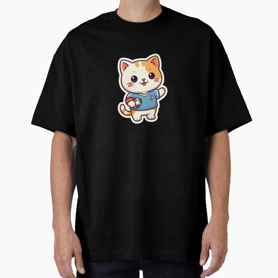 Cute Football Cat Sticker | Kawaii Soccer Kitty Cartoon | Sports Fan Animal Design by Pandey14