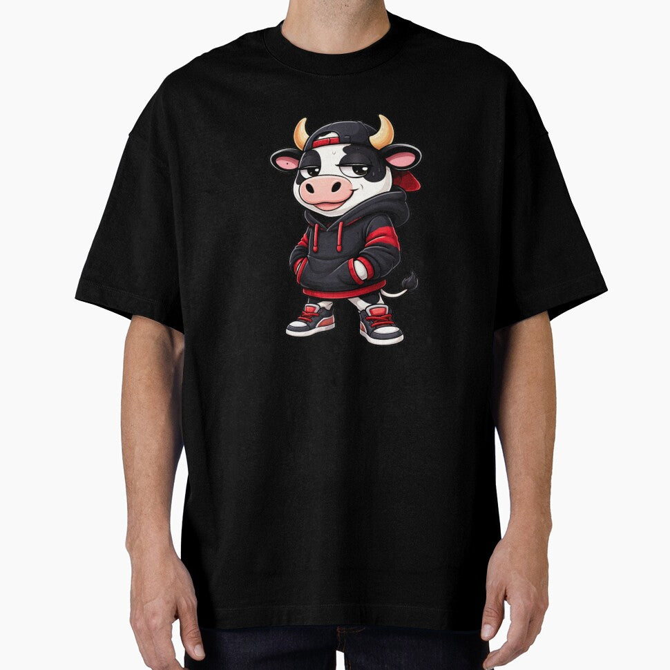 Urban Street Cow – Cool Chibi Cow Cartoon | Streetwear Lifestyle Design by ColorSplash123