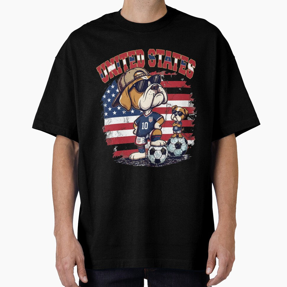 English Bulldog Soccer Duo - United States Team Mascots by lamiarte