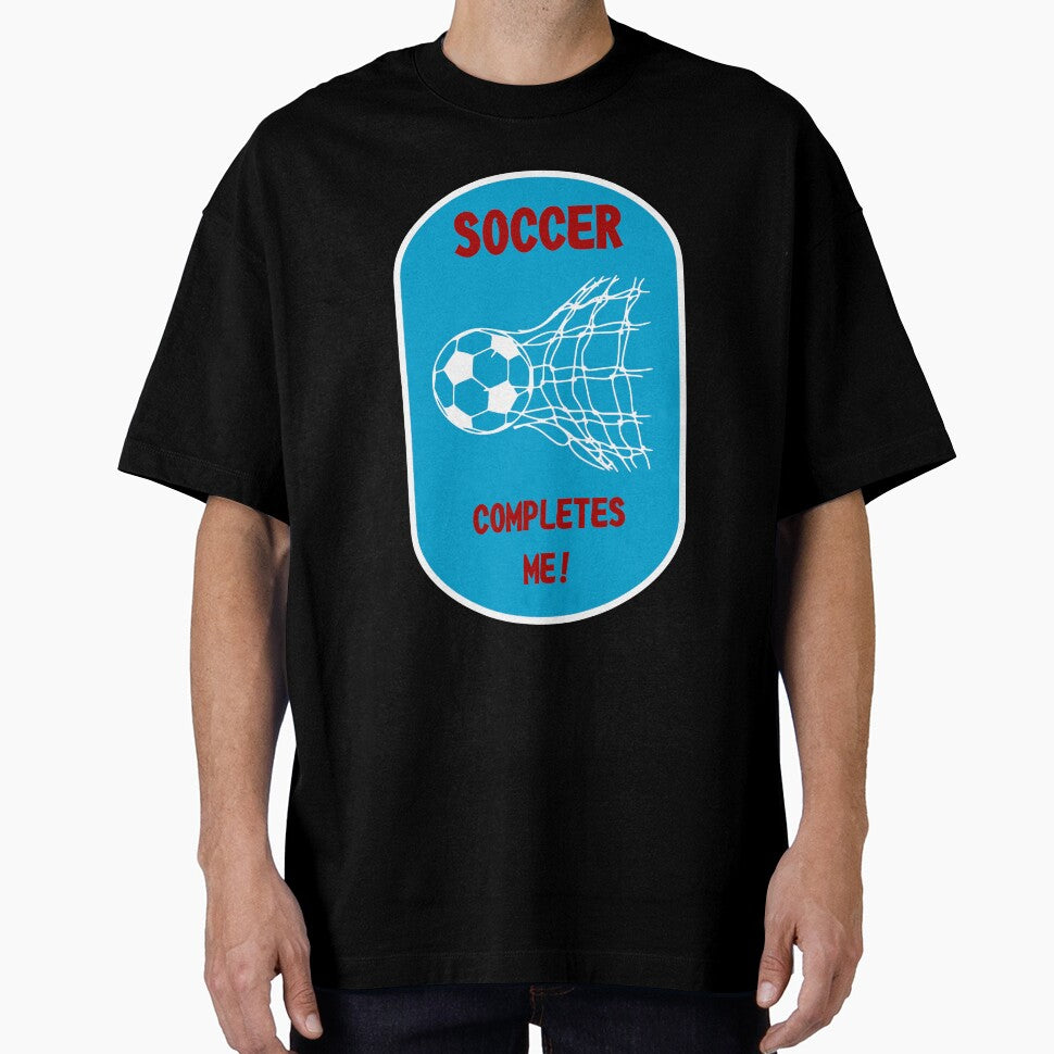 Soccer Completes Me / Football Design on a Red White & Blue Background by ThisNThatImages