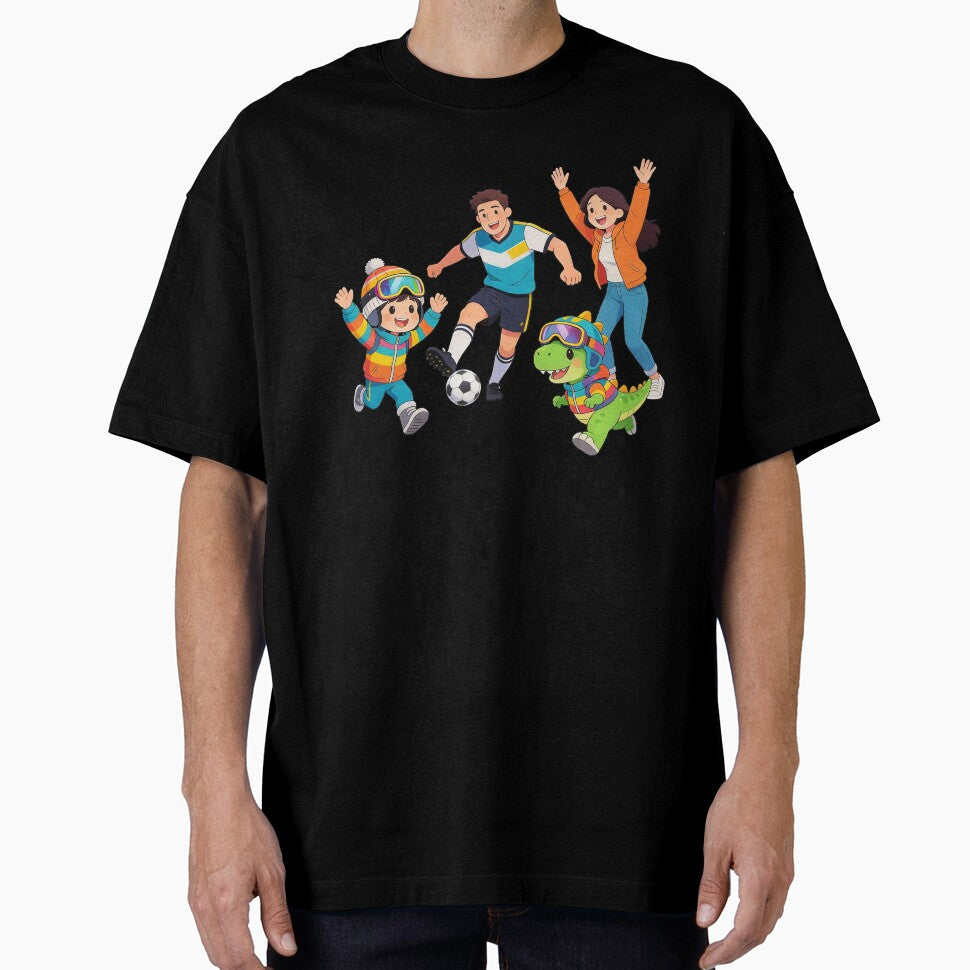Joyful Family Soccer Game With Cute Dino Pal by PrintStichCo