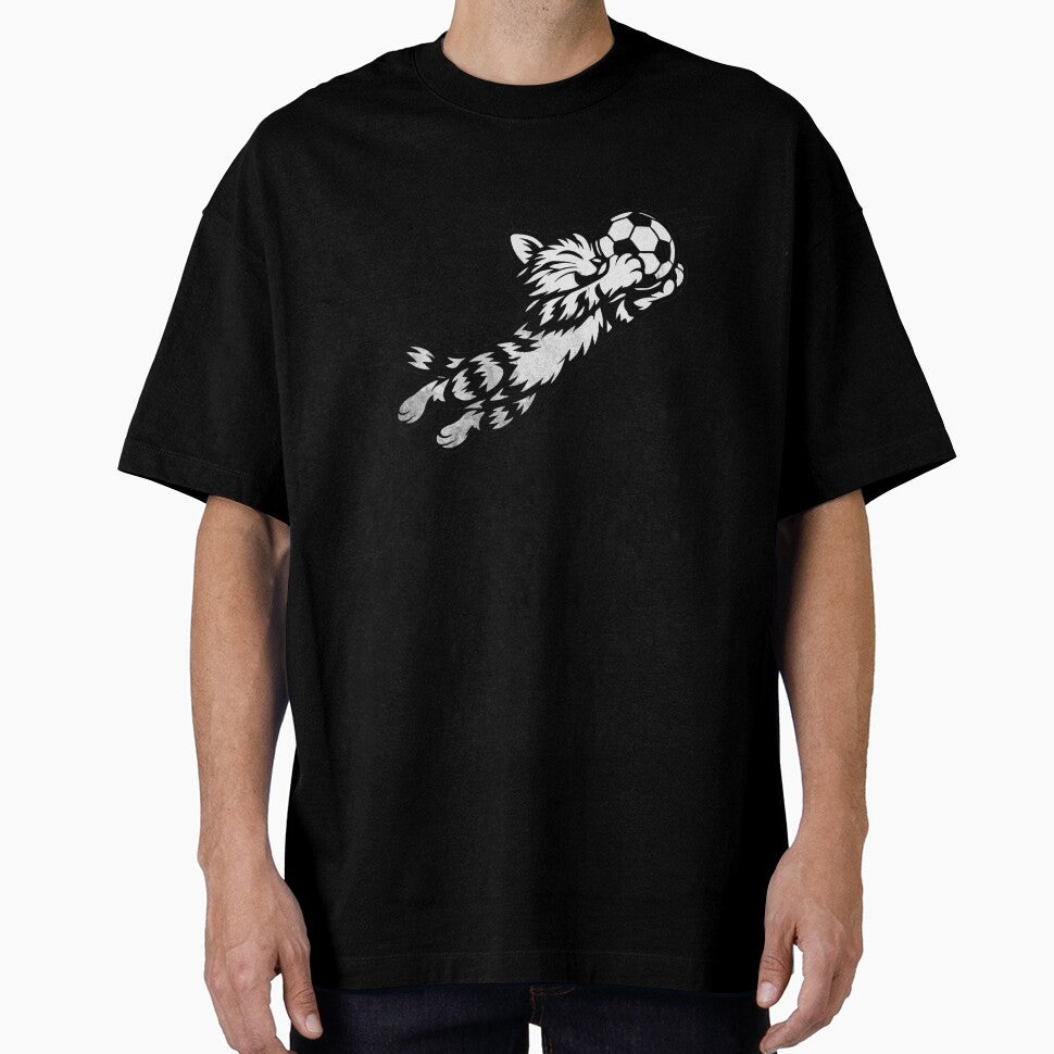 Goalkeeper Cat Funny Soccer Cat Diving Save Minimalist Line Art by BernoNickel