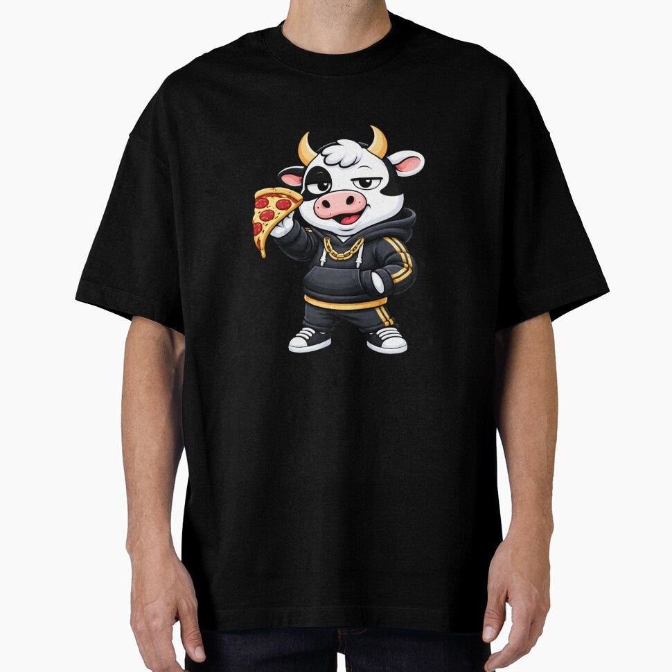 Boss Foodie Cow – Confident Mascot Cartoon | Streetwear Design by ColorSplash123