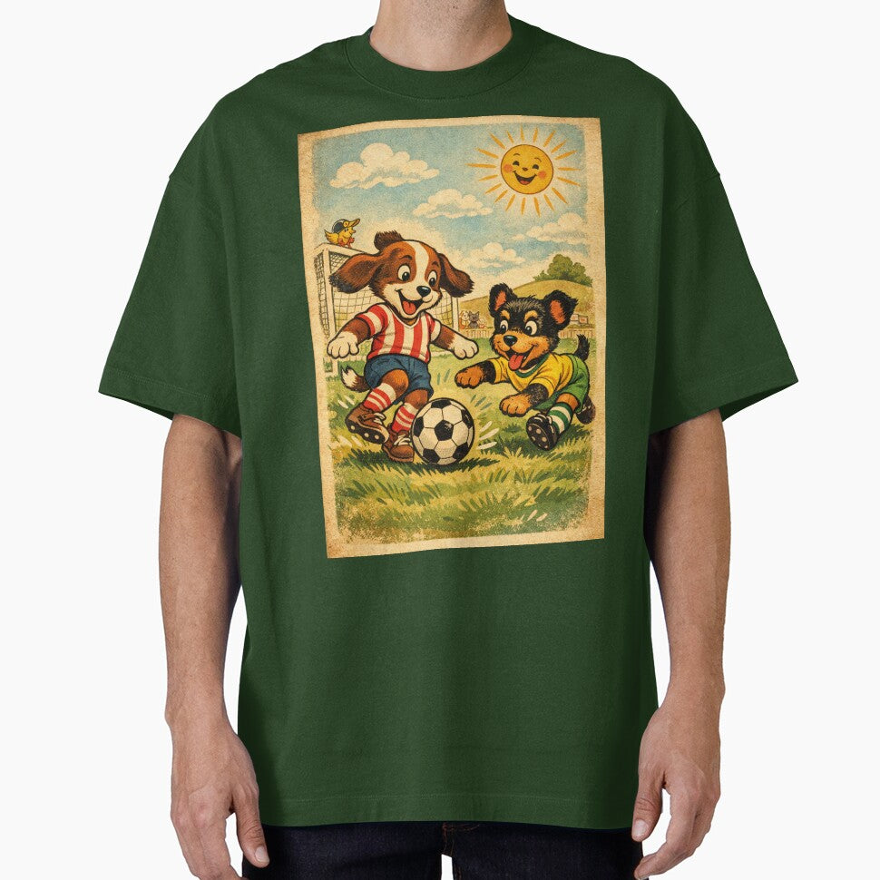 Football Puppies – Funny dogs playing football (vintage) by Mauswohn
