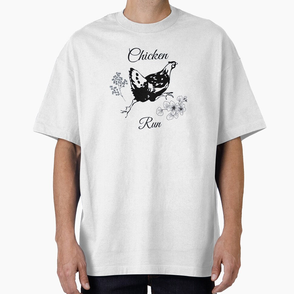 Funny Chicken Run Floral Print by Cluckin' Mad