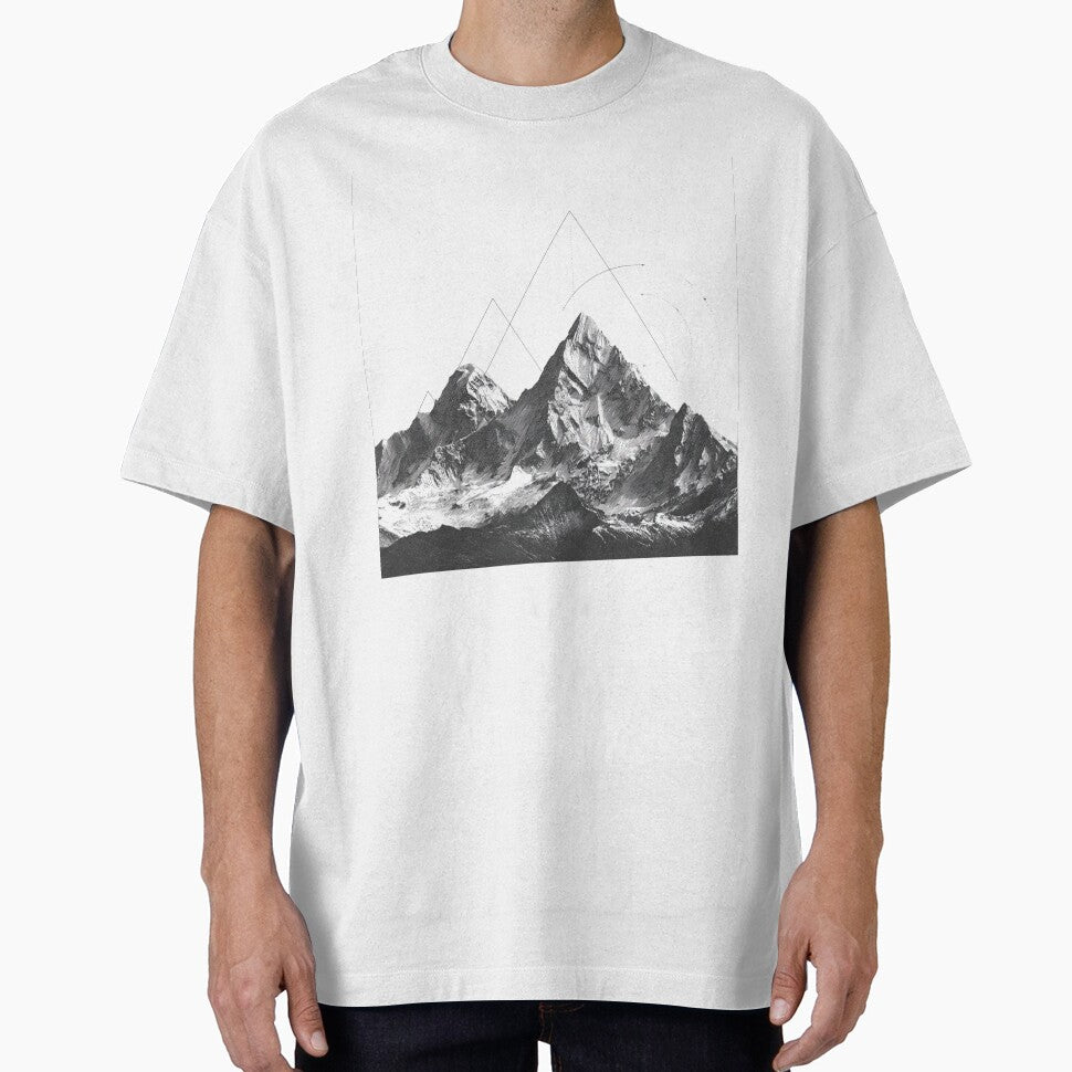 Realistic Mountain Geometric Art | black and white illustration by TypoArtPrints