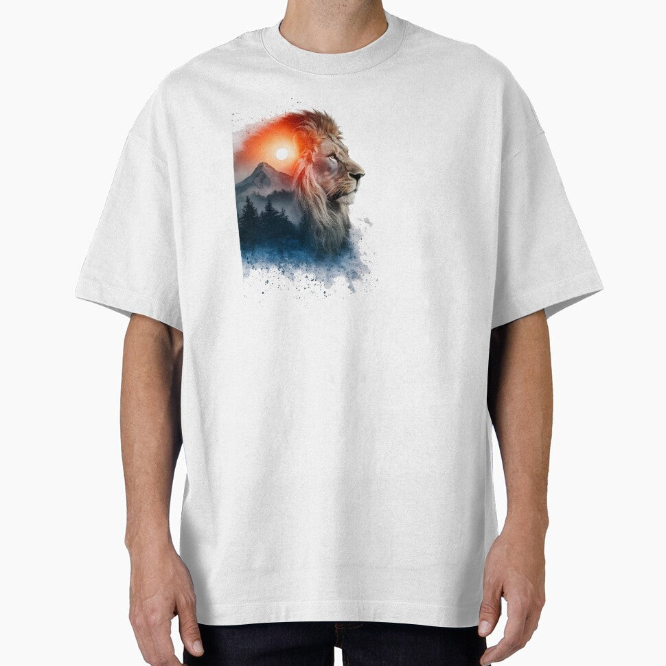 Double exposure of a lion and a mountain natural scenery by MRFEZOO2030