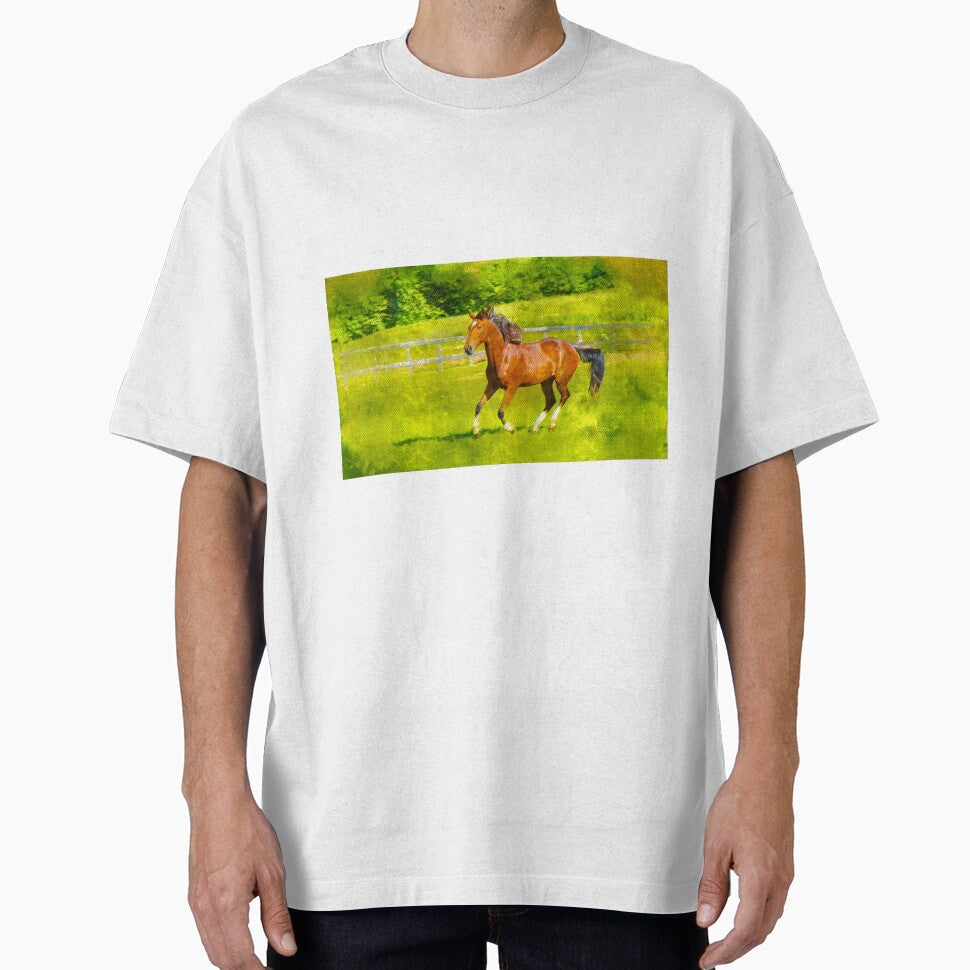 Orlov Trotter horse running on pasture – digital painting by NickoPrints