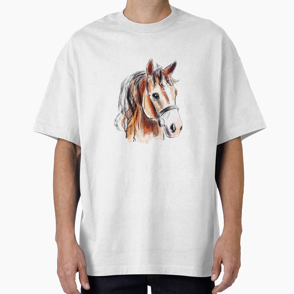 Watercolor horse.Horse head drawing by hjstudioo