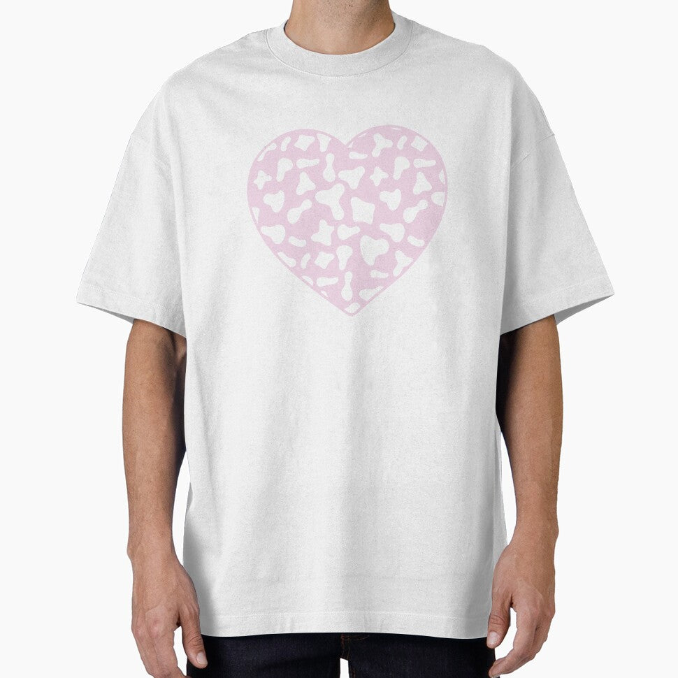 White Cow Pattern on Pink Cowhide | Pink Cow Skin Heart by Cow-Print-Stuff
