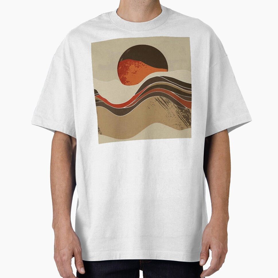Boho Sunset Over Fantasy Desert Warm Earthtones Abstract by DEC02