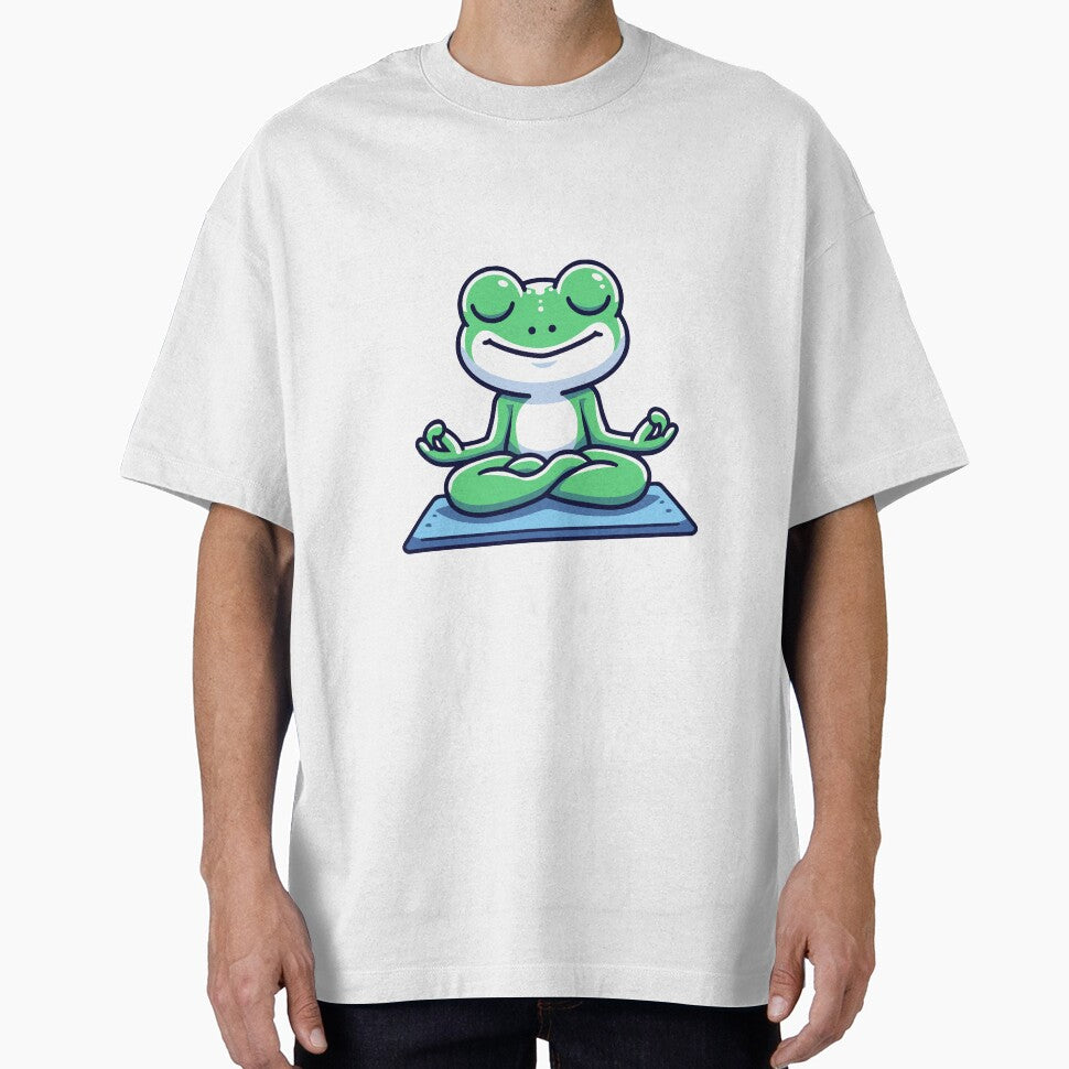 Zen Frog Meditating on Yoga Mat - Peaceful and Cute Animal by Akioos