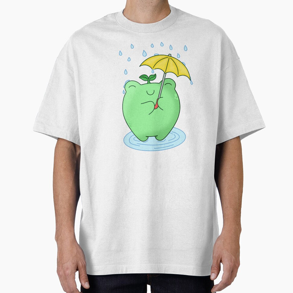 cute frog in the rain kawaii by vandepasch