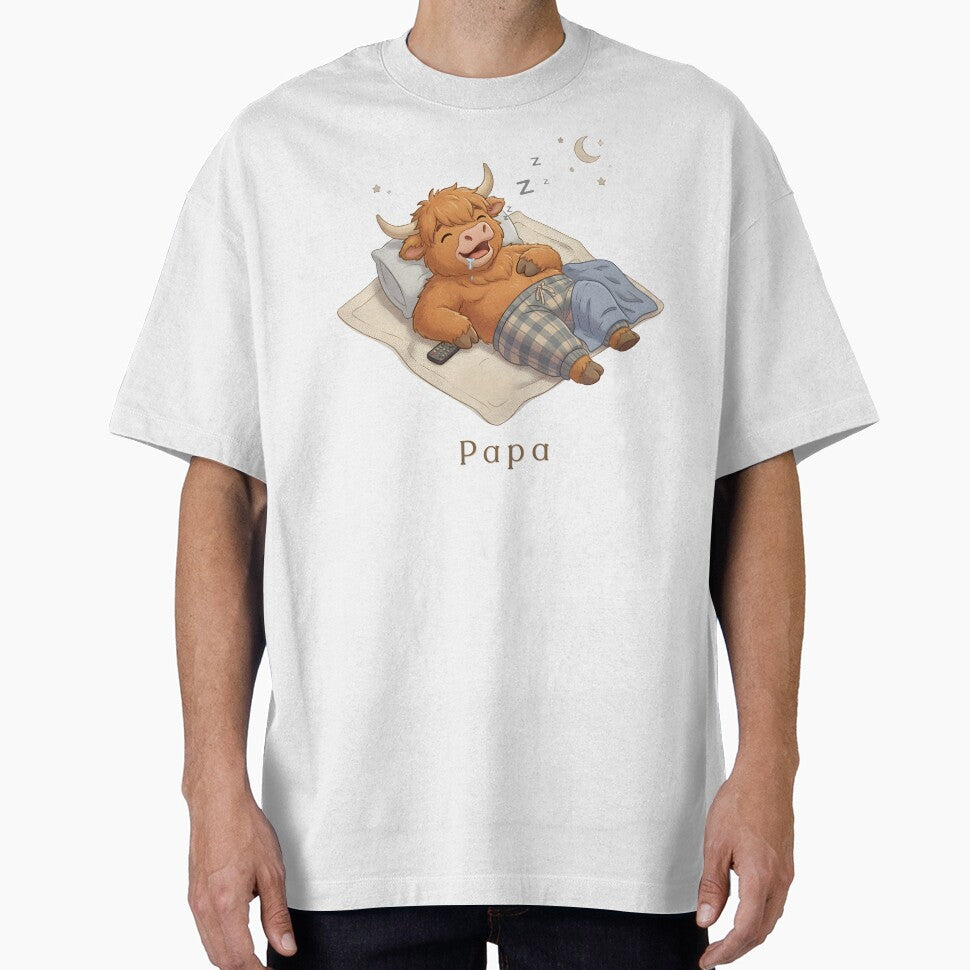 Papa Highland Cow Sleeping Illustration by HumTumMe