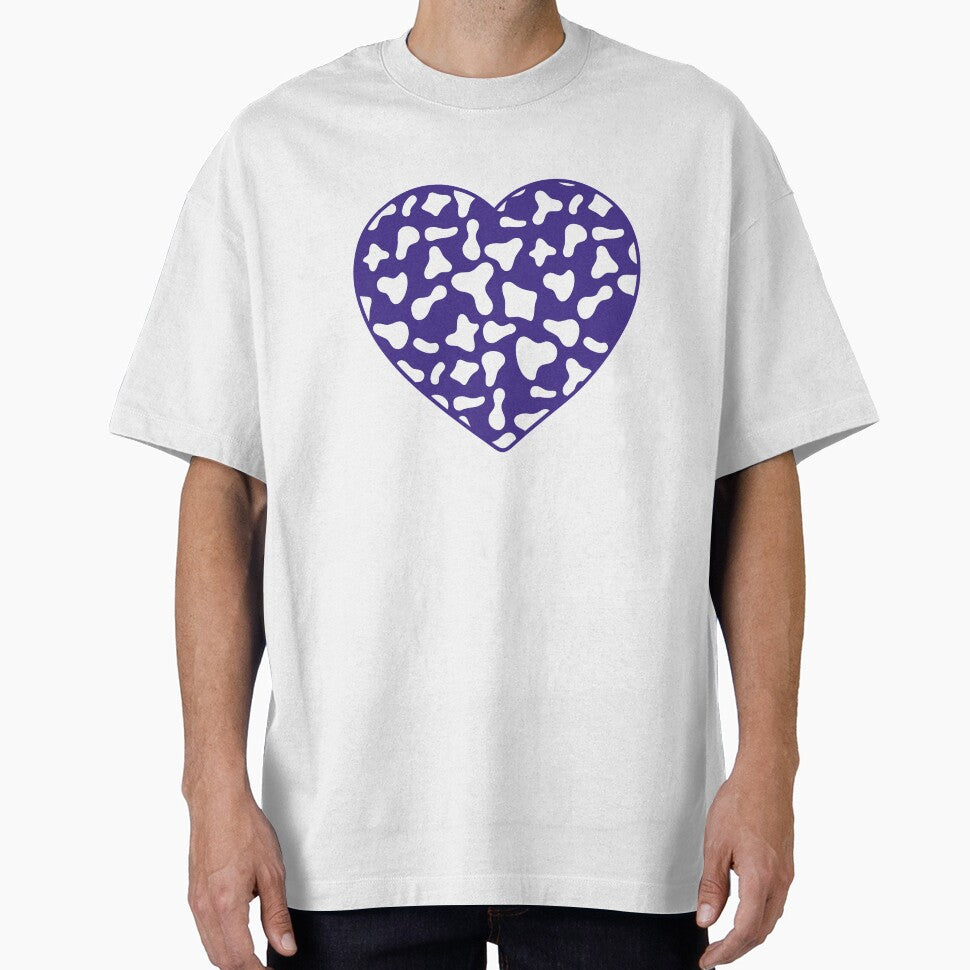 White Cow Pattern on Purple Cowhide | Purple Cow Skin Heart by Cow-Print-Stuff