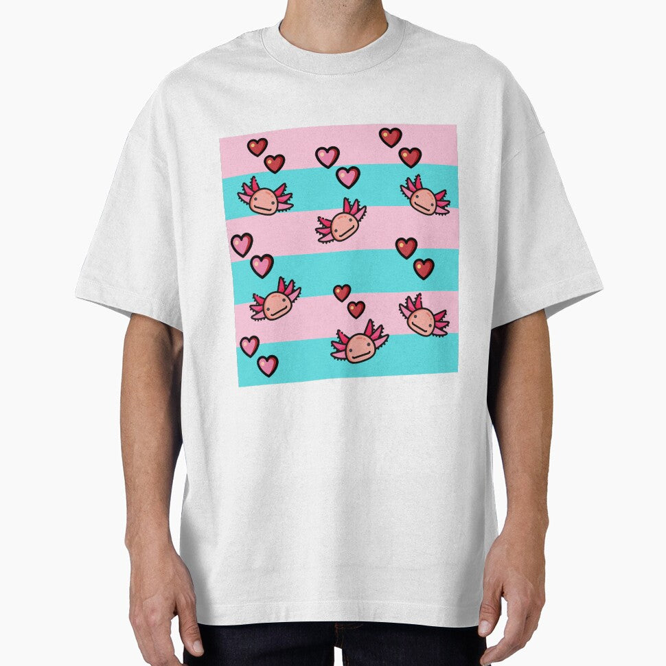 Pink Axolotl Love in the Water Shower Curtain by wasabileaf