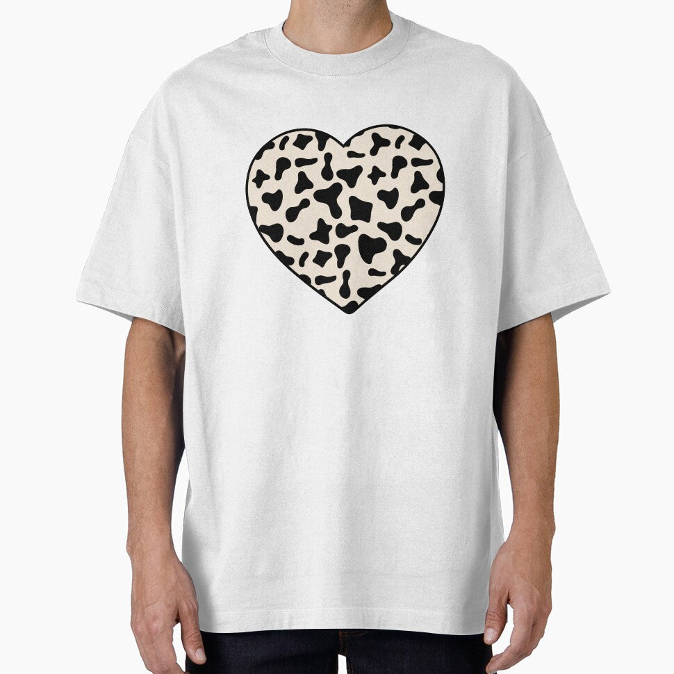 Black Cow Pattern on Cream Cowhide | Cream Cow Skin Heart by Cow-Print-Stuff
