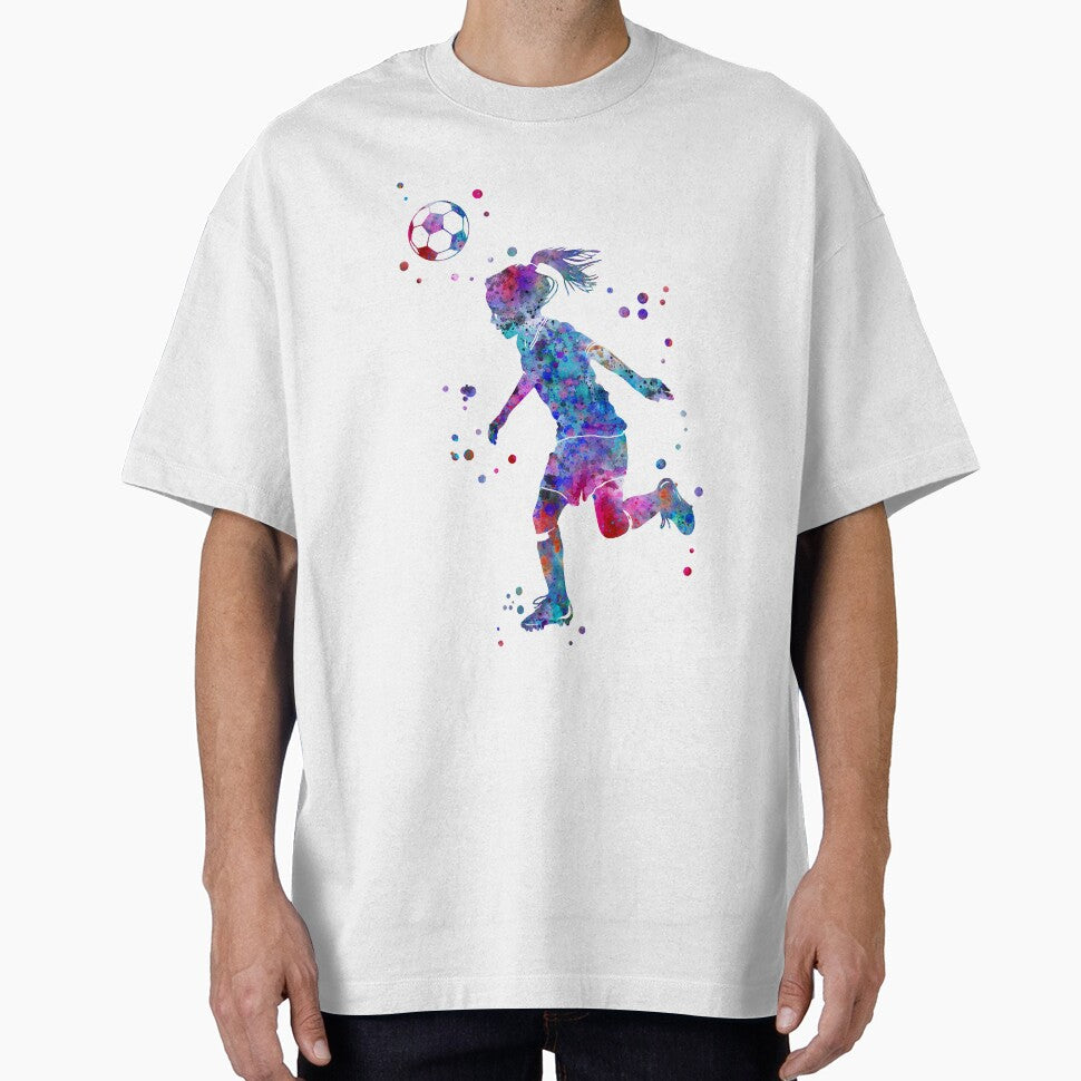 Soccer Player Little Girl Heading the Ball by Rosaliartbook