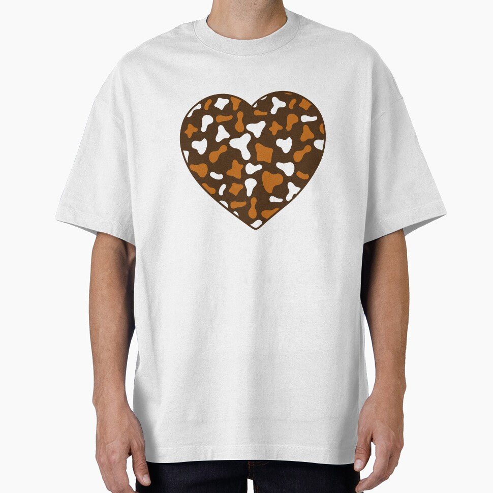 White Caramel Cow Pattern on Brown Cowhide | Brown Cow Skin Heart by Cow-Print-Stuff