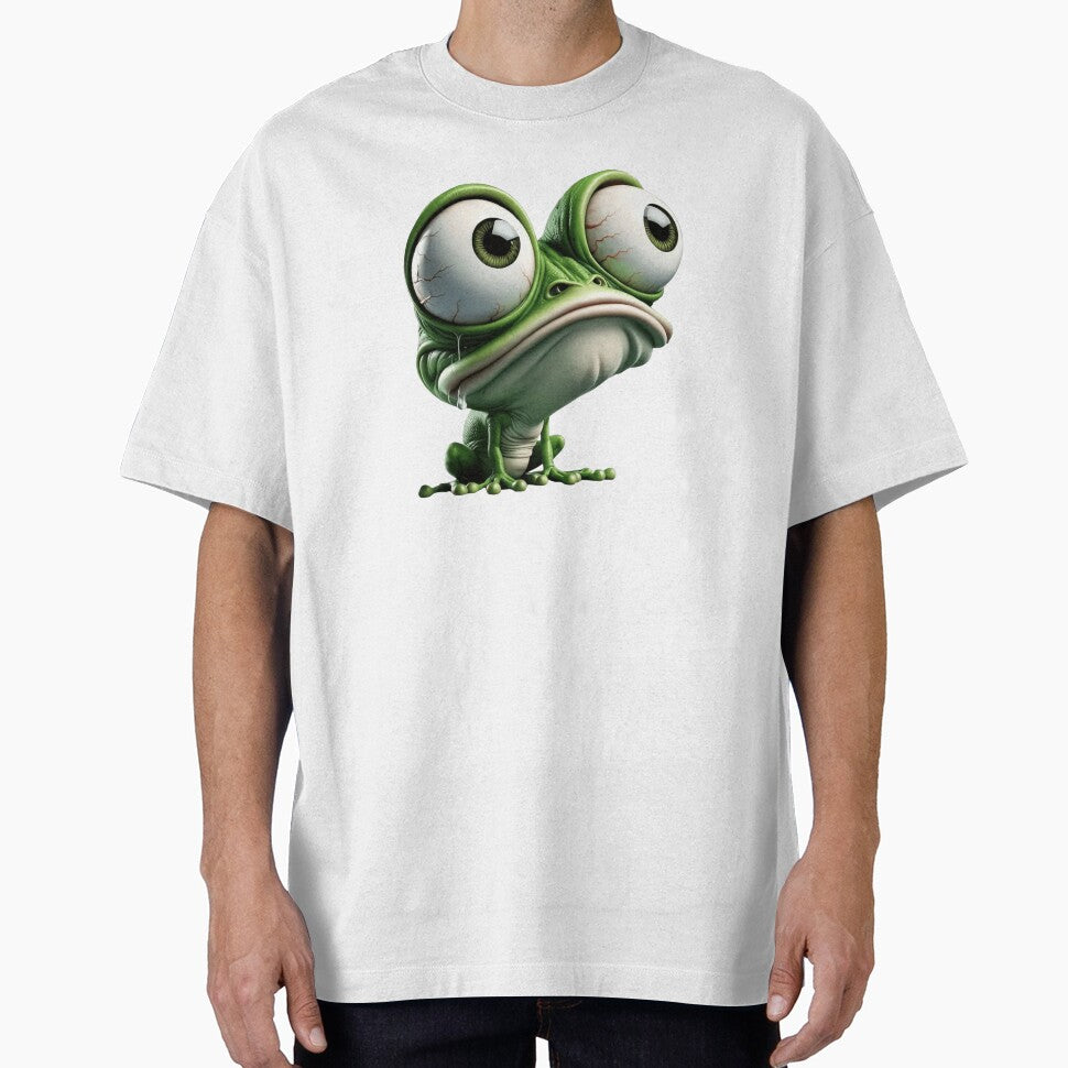 Funny Big Eyed Frog Cartoon – Cute Sad Amphibian Illustration by EMOTION SHOP