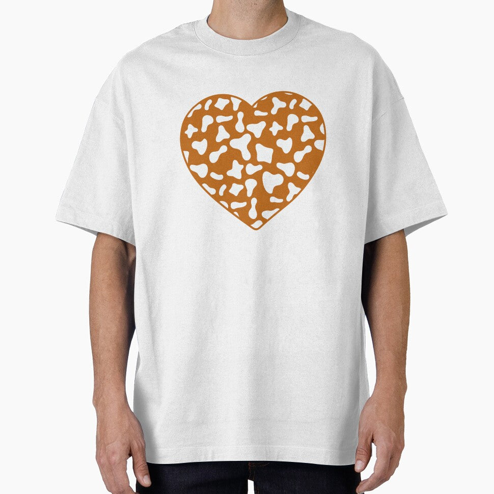 White Cow Pattern on Caramel Cowhide | White Cow Skin Heart by Cow-Print-Stuff