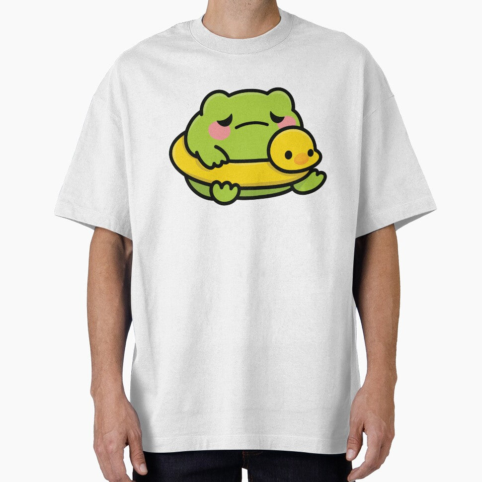 Moody Frog with Duck Floatie - Kawaii Animal Illustration by ThePopEdit