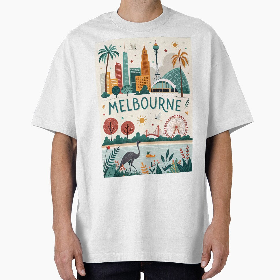 Colorful Melbourne Cityscape – Australia Nature & Landmarks Art by Witsprings