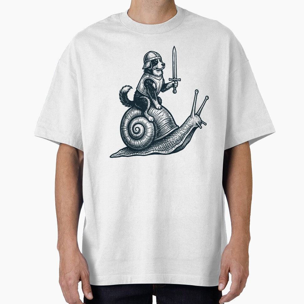 Vinatge Bernese Mountain Dog Riding Snail Medieval Knight Dog Lover by DoodleTortle