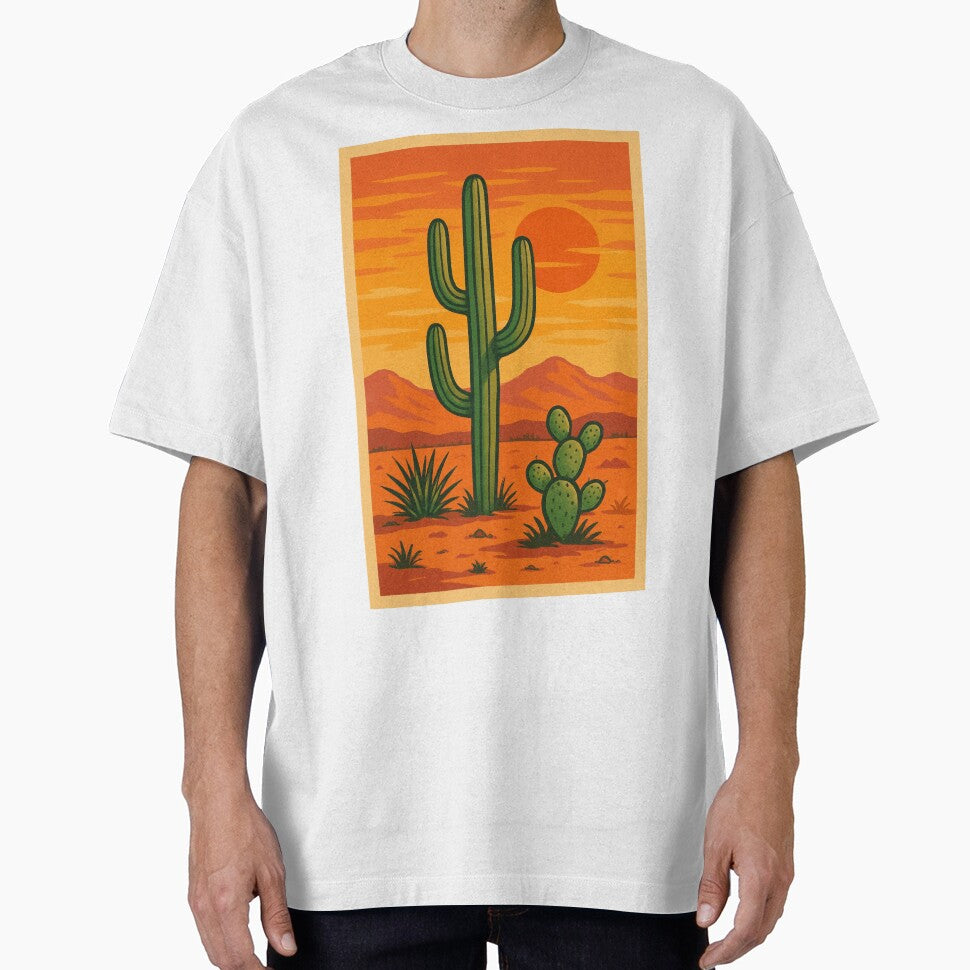 Desert Cactus – Vintage Retro Aesthetic Artwork by RouniBoutique