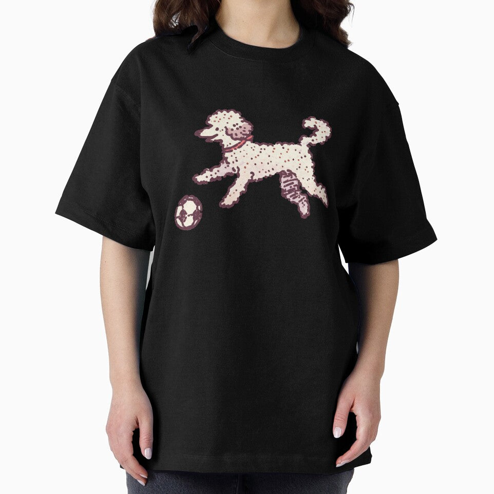Soccer Football Poodle, playful retro stipple illustration by Magnificent Lizard