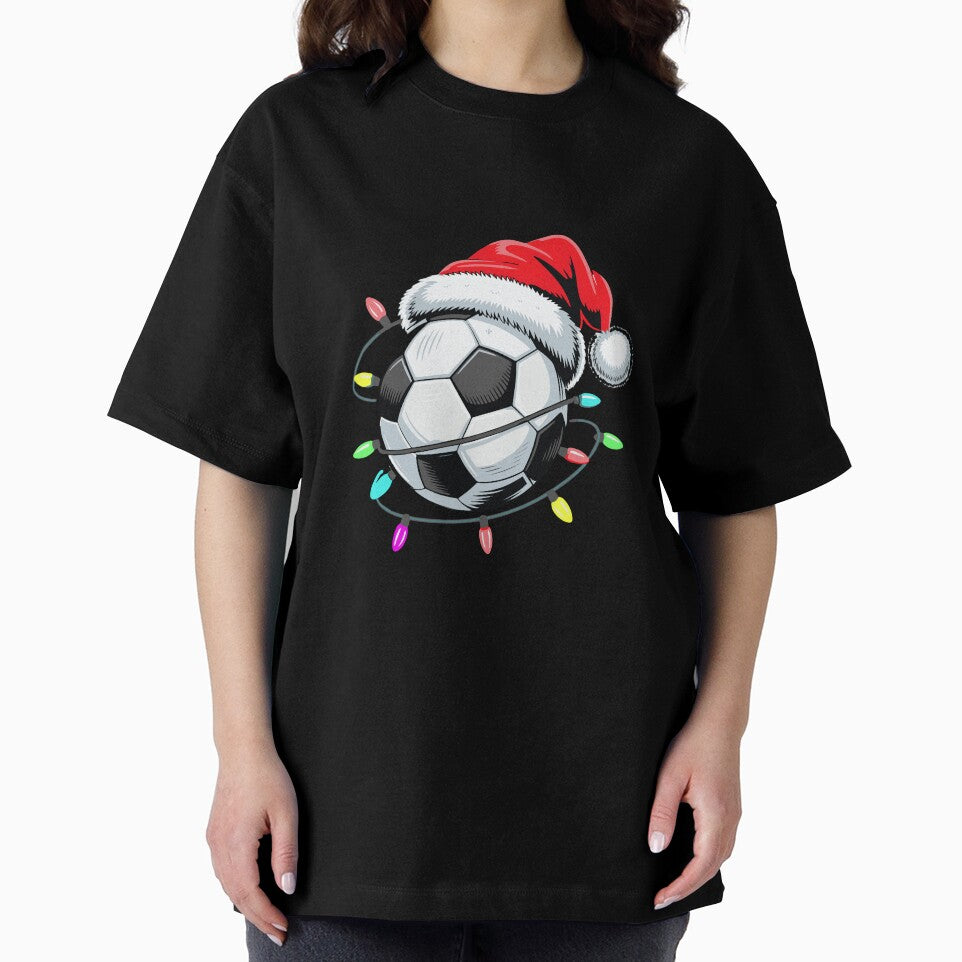 Santa Soccer Ball Christmas Lights Kids Boys Women Men Youth by clothesy7