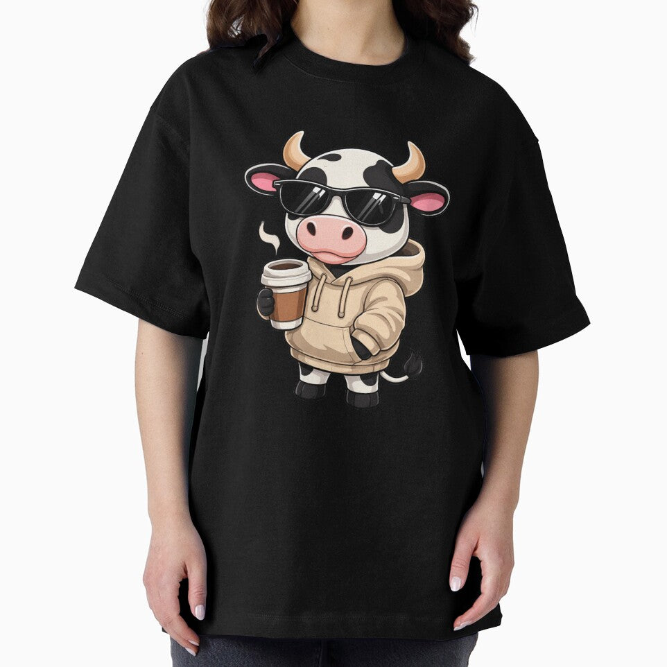 Sleepy Morning Coffee Cow – Cute Chibi Cow Cartoon | Calm Hustle Design by ColorSplash123