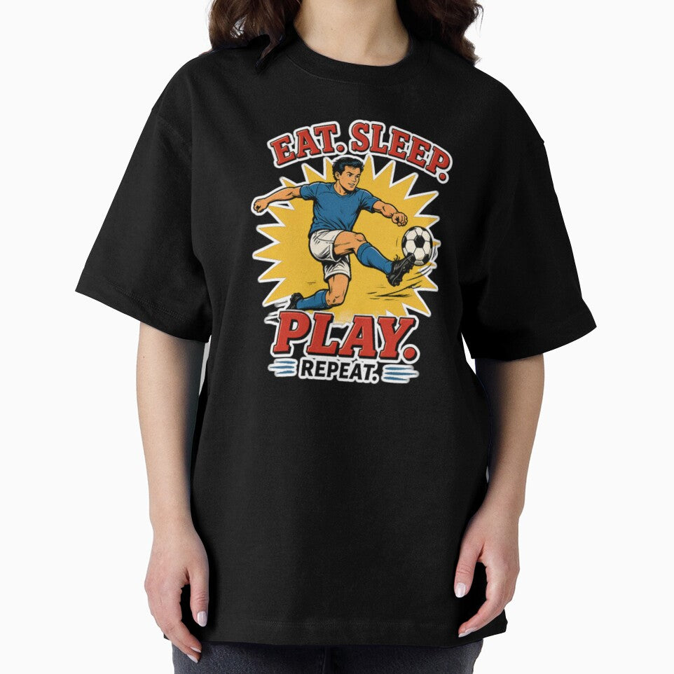 Vintage Soccer Player T-Shirt - Eat Sleep Play Repeat Football Tee by anandariki