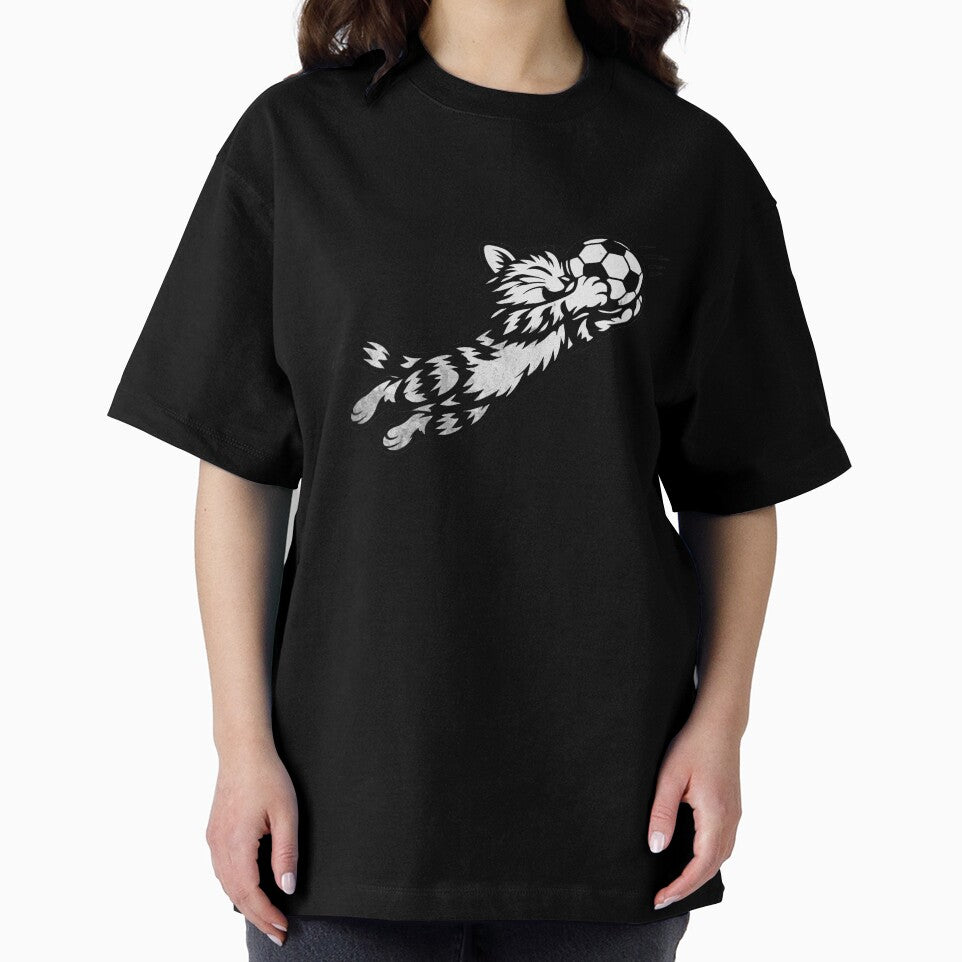Goalkeeper Cat Funny Soccer Cat Diving Save Minimalist Line Art by BernoNickel