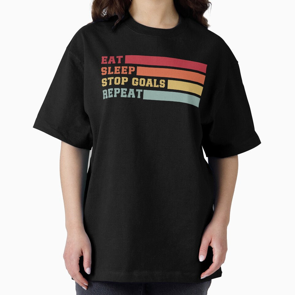 Eat Sleep Stop Goals Repeat Goalie Soccer Hockey Retro Style by belladesign7