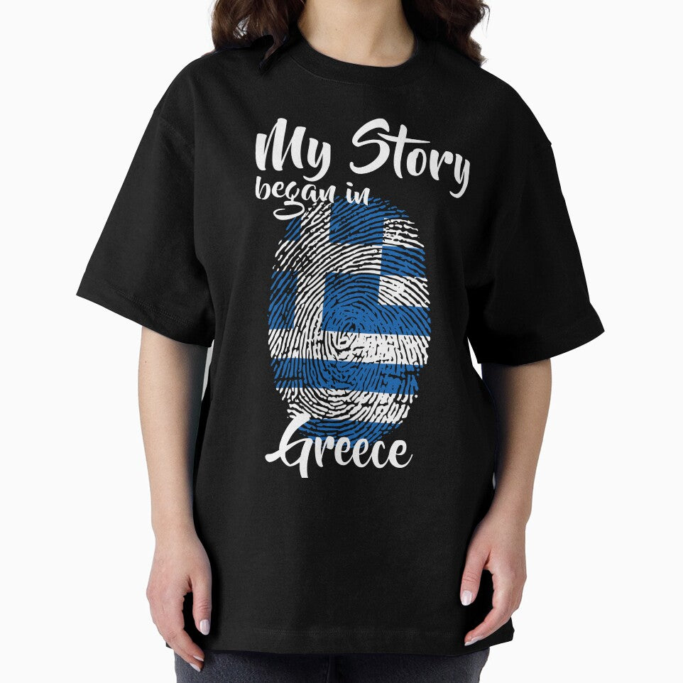 My story began in Greece Flag Fingerprint DNA Greek by PartyShirts1