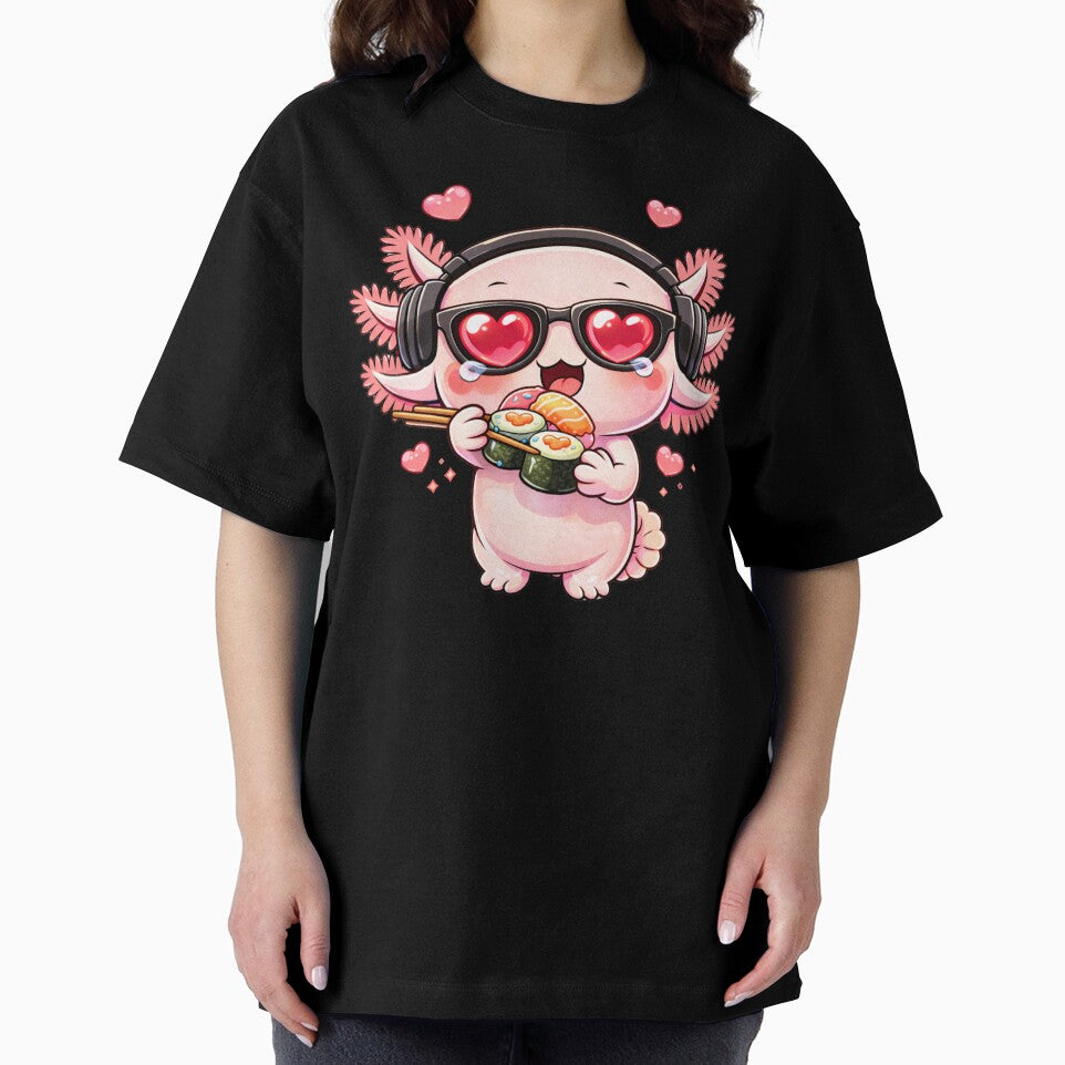 Sushi Love Axolotl – Cute Kawaii Axolotl Eating Sushi Chibi Anime Food Design by ColorSplash123