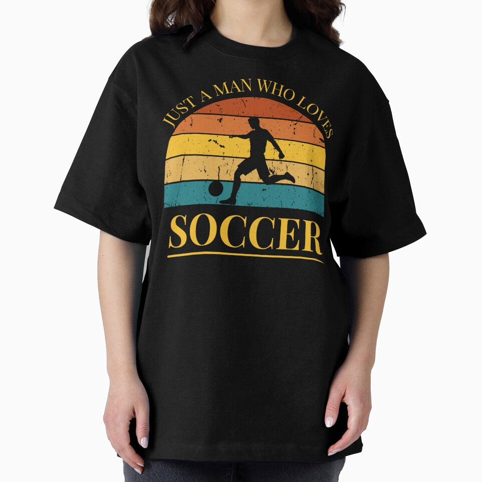 Soccer Just a Man Who Loves Soccer Football Retro Sunset by FreeMind-Design